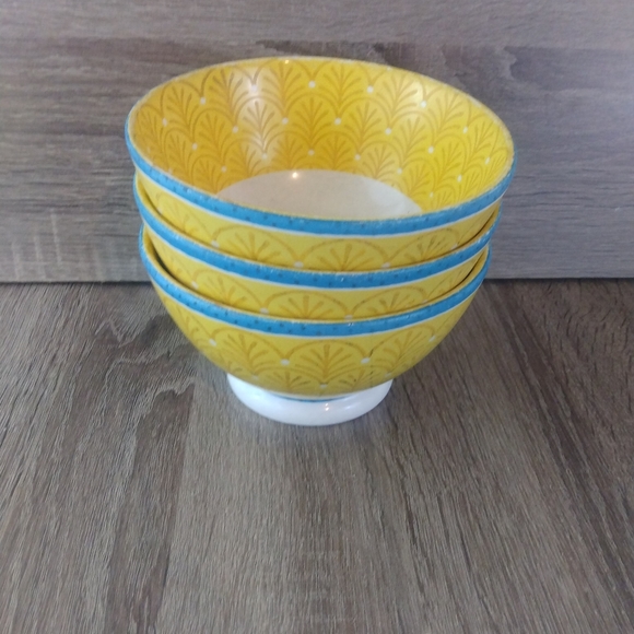 Pier 1 Dining Pier Imports 3 Pcyellowturquoise Porcelain Bowl Set Poshmark